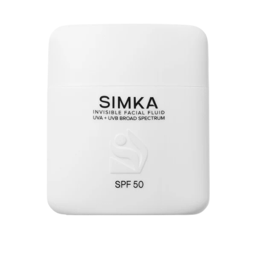 SIMKA invisible facial fluid SPF 50 packaging on a white background