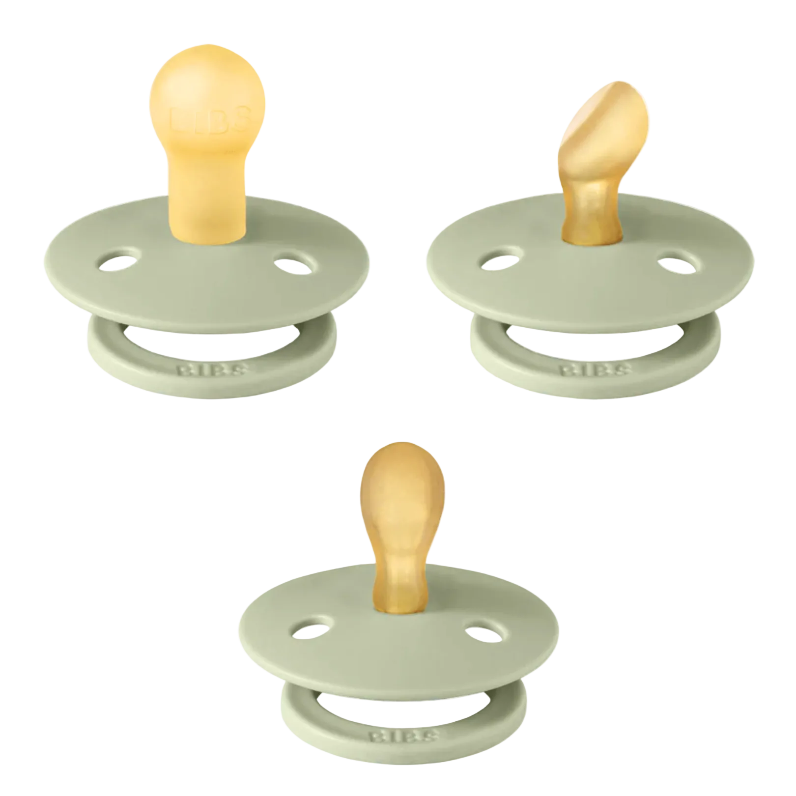 bibs three sage one of each pack baby pacifiers round , anatomical and symmetrical