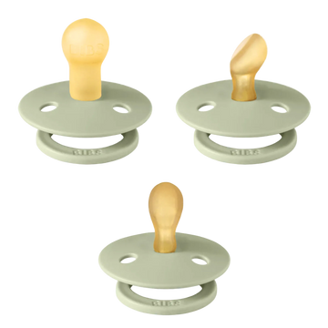bibs three sage one of each pack baby pacifiers round , anatomical and symmetrical