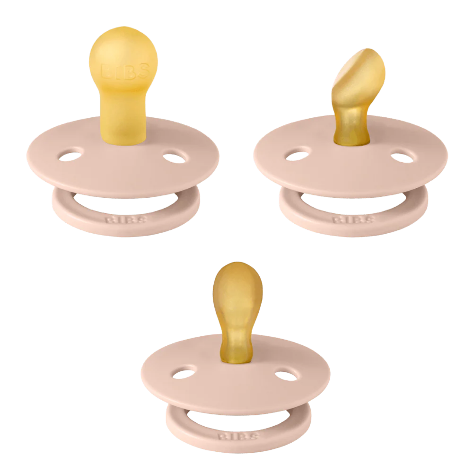 bibs three blush one of each pack baby pacifiers round , anatomical and symmetrical