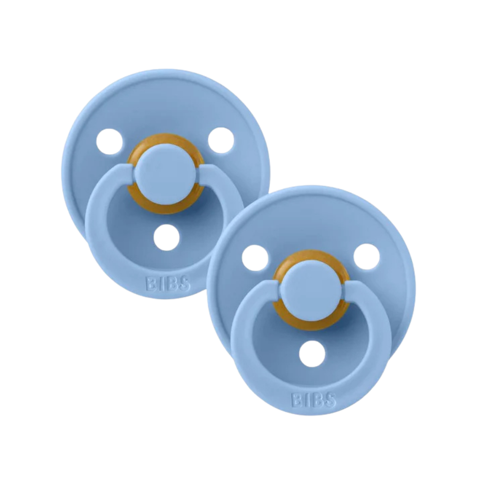 Two baby bibs dummies sky blue.