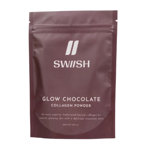Brown Swiish Glow Collagen Powder on a white background