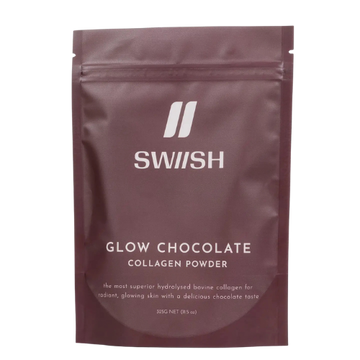 Brown Swiish Glow Collagen Powder on a white background