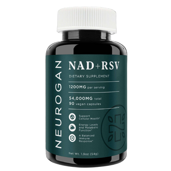 Supplement bottle labeled 'NAD+ RSV' by NEUROGAN on a white background