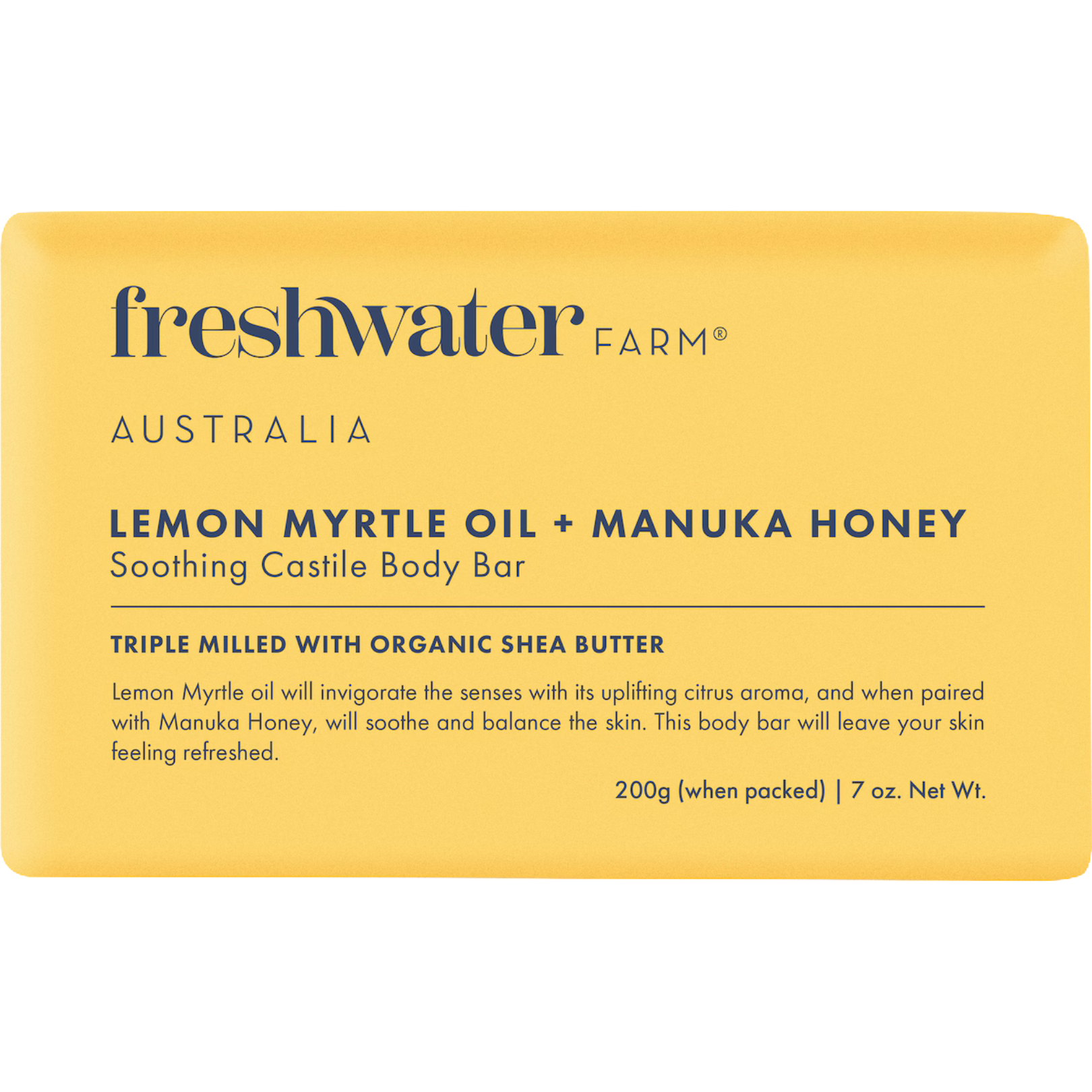 lemon myrtle oil and manuka honey body bar from Freshwater Farm Australia.