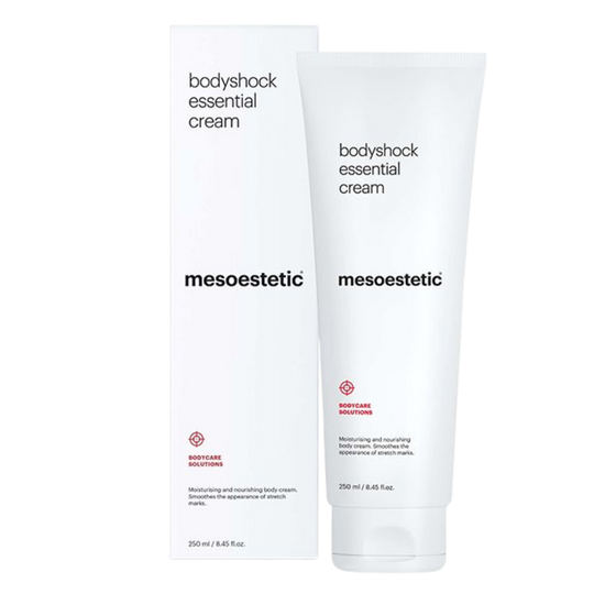 Two bottles of mesoestetic bodyshock essential cream 
