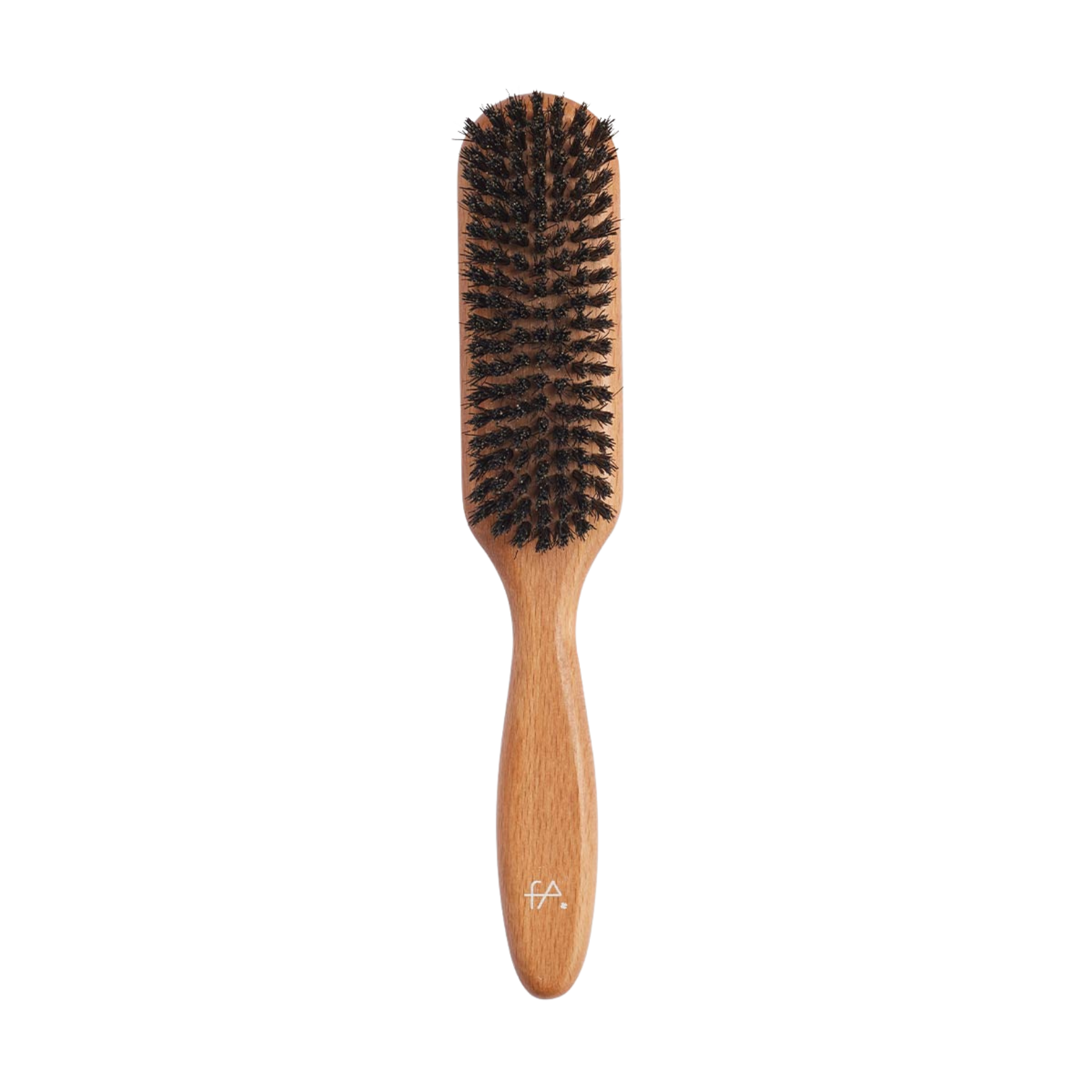 Long wooden brush with boar hair bristles. Long, grooming hairbrush with boar bristles. Fine hair.