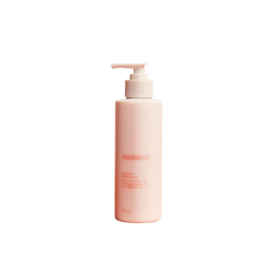 Pink bottle with pump dispenser on a white background