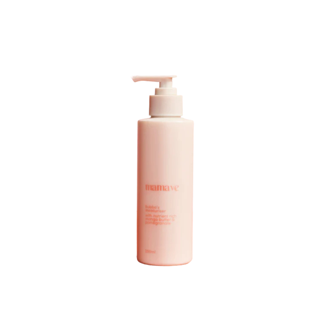 Pink bottle with pump dispenser on a white background