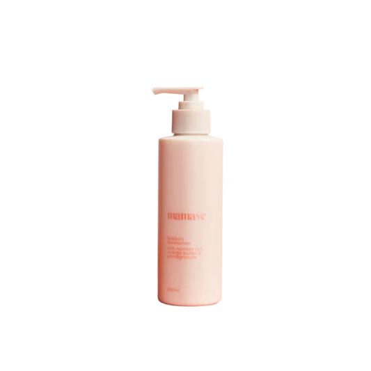 Pink bottle with pump dispenser on a white background