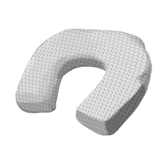 Grey and white neck breast feeding pillow