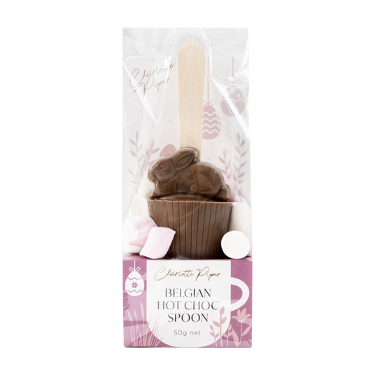 Chocolate-themed hot chocolate spoon in packaging 