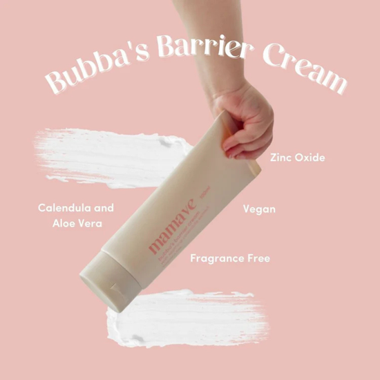 Bubba's Barrier Cream saying zinc oxide, calendula, aloe vera, vegan and fragrance free