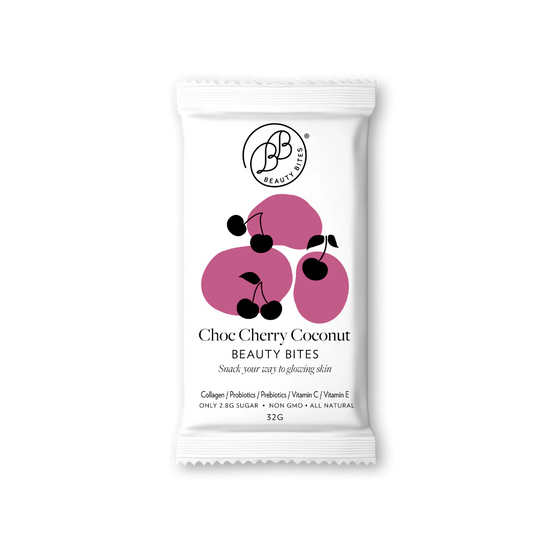 Packaging of Choc Cherry Coconut Beauty Bites