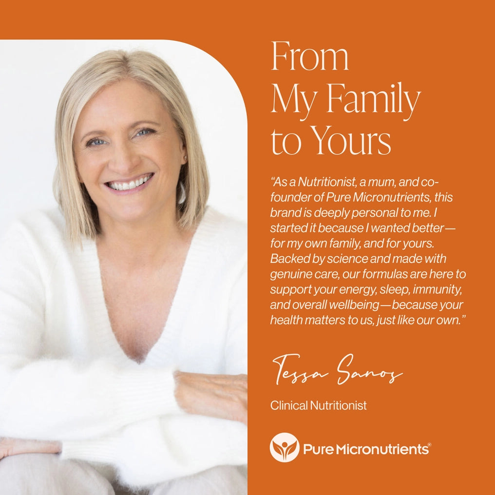 Woman with a white shirt on an orange background with text and branding