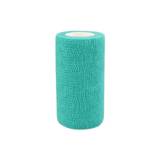 A single roll of textured teal green vet tape or bandage, shown upright.
