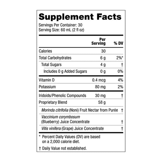 Supplement facts label with nutritional information on a white background