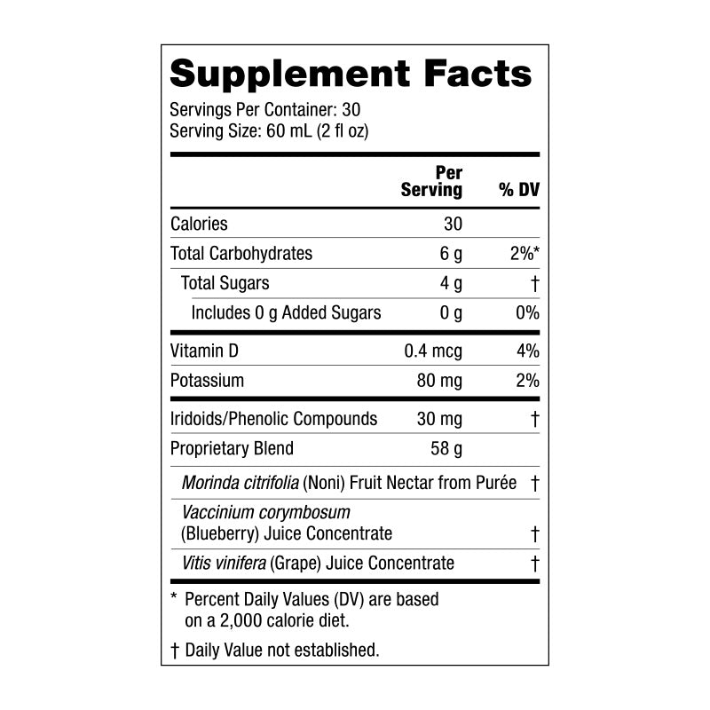 Supplement facts label with nutritional information on a white background