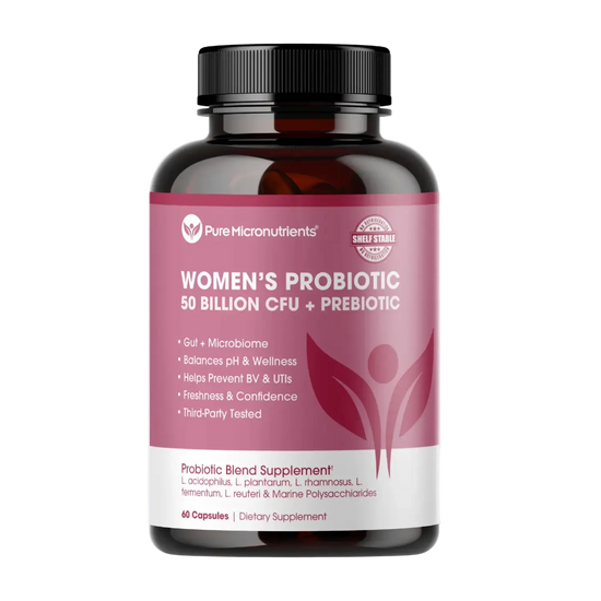 Supplement bottle labeled 'Women's Probiotic' by Pure Micronutrients