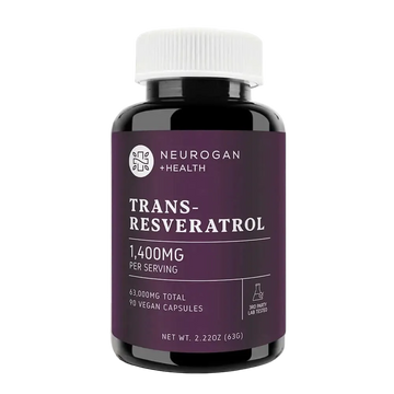 Bottle of Neurogan Health Trans-Resveratrol supplement on a transparent background