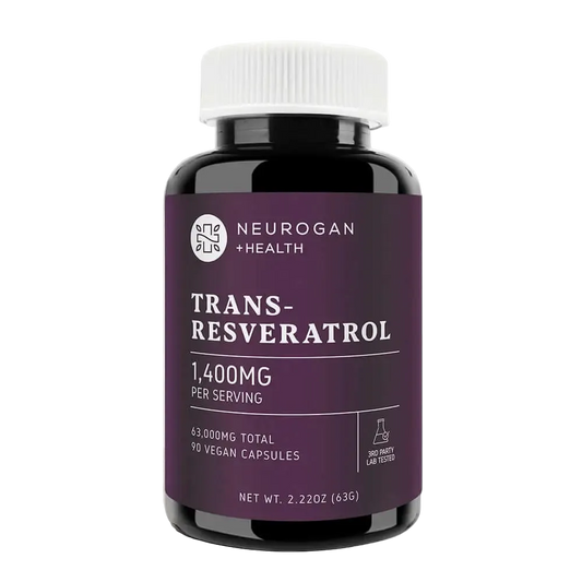 Bottle of Neurogan Health Trans-Resveratrol supplement on a transparent background