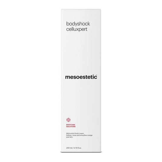 Mesoestetic bodyshock celluxpert packaging on a white background