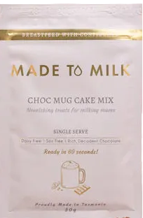 Made to Milk Choc single Mug Cake Mix package 