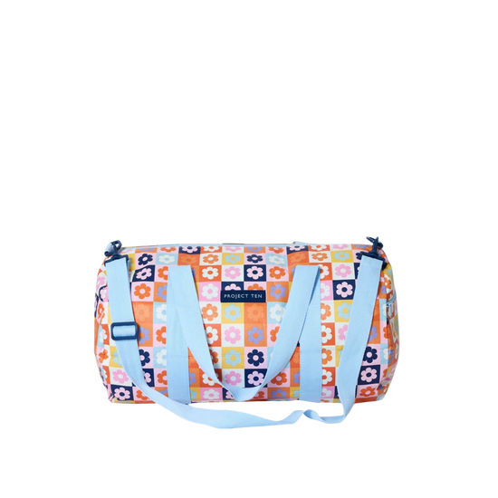 flower pattern with checkers blue handle