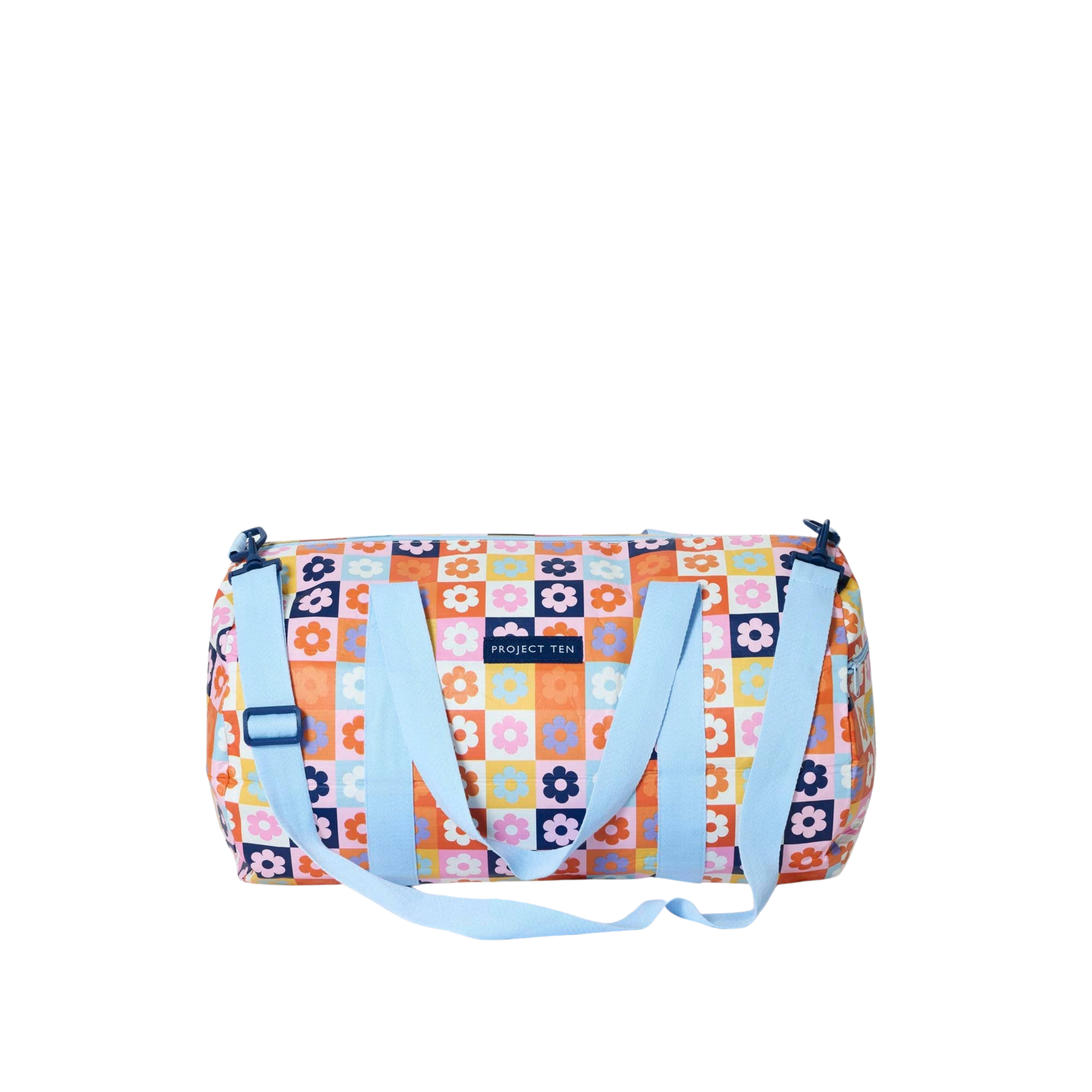 flower pattern with checkers blue handle