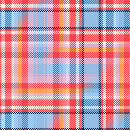 tartan red pattern with blue and yellow colors on a white background