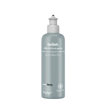 Bottle of 'toilet.' cleaner with 'euclove.' branding