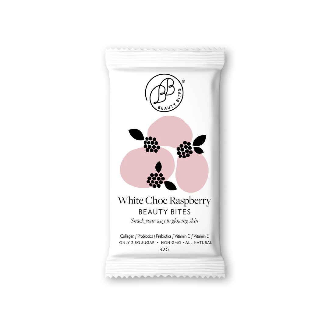 Package of White Choc Raspberry Beauty Bites