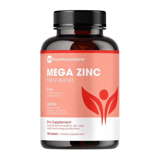 Bottle of Pure Micronutrients Mega Zinc Triple Blend supplement on a Transparent background
